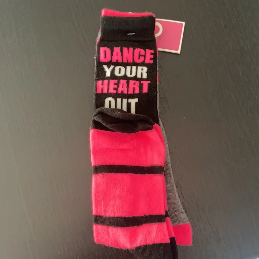NWT * Circo Hot Pink, Grey and Black Tall Dance Socks Girls Shoe Size 3-…